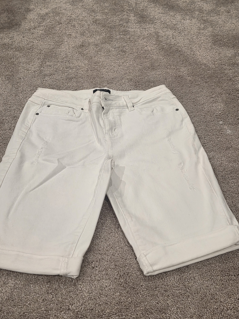 Earl Jeans White Denim Shorts with Black Label Detail